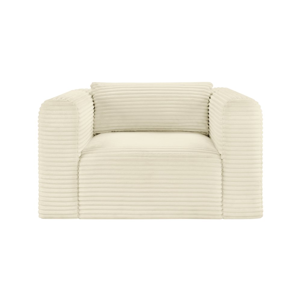 Shaggy Cream Corduroy Performance Fabric Arm Chair. Picture 2