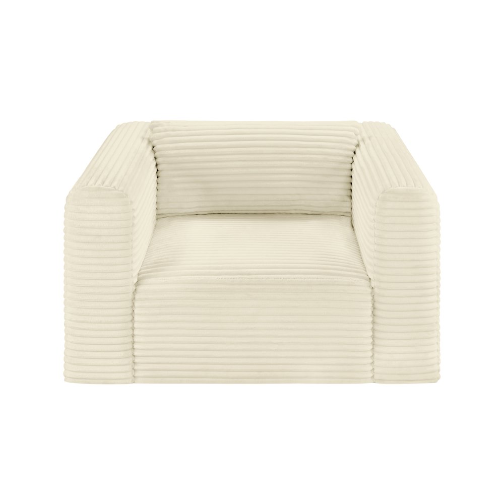 Shaggy Cream Corduroy Performance Fabric Arm Chair. Picture 5