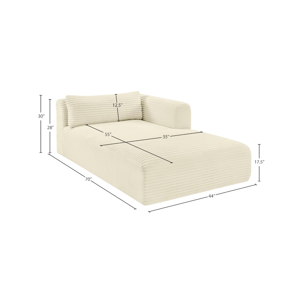 Shaggy Cream Corduroy Performance Fabric Chaise. Picture 10