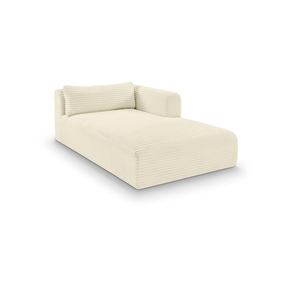 Shaggy Cream Corduroy Performance Fabric Chaise. Picture 1