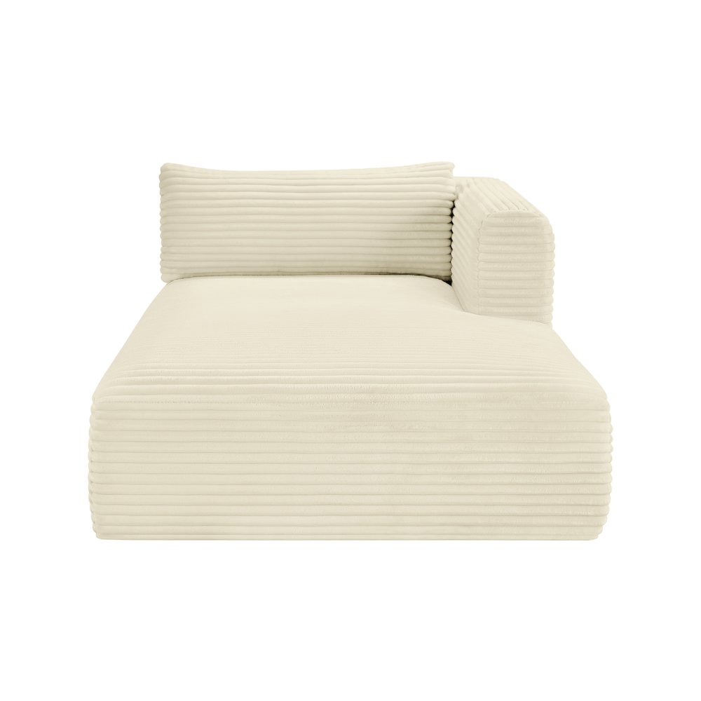 Shaggy Cream Corduroy Performance Fabric Chaise. Picture 2