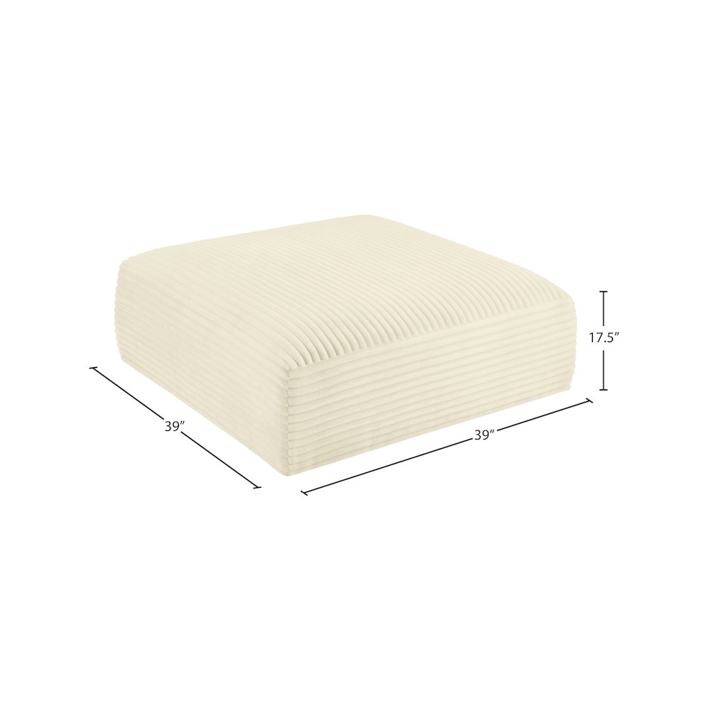 Shaggy Cream Corduroy Performance Fabric Ottoman. Picture 6