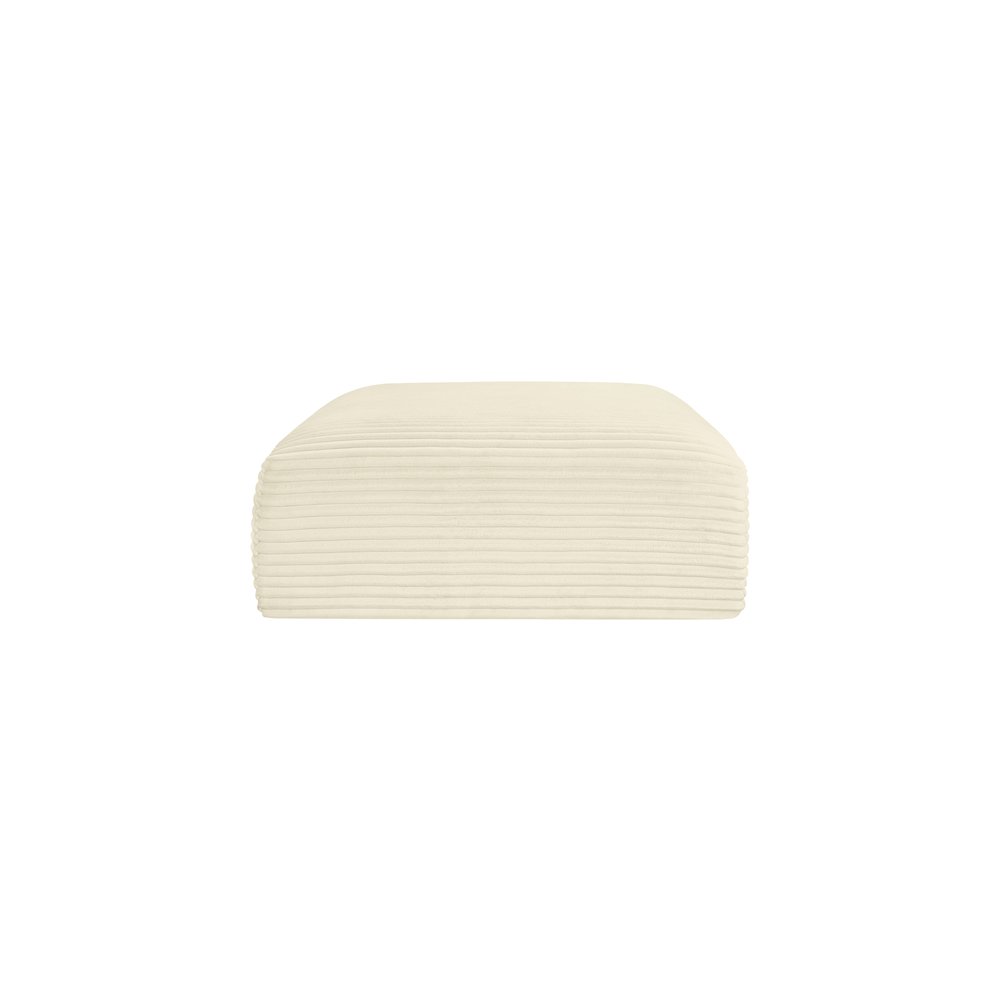 Shaggy Cream Corduroy Performance Fabric Ottoman. Picture 2