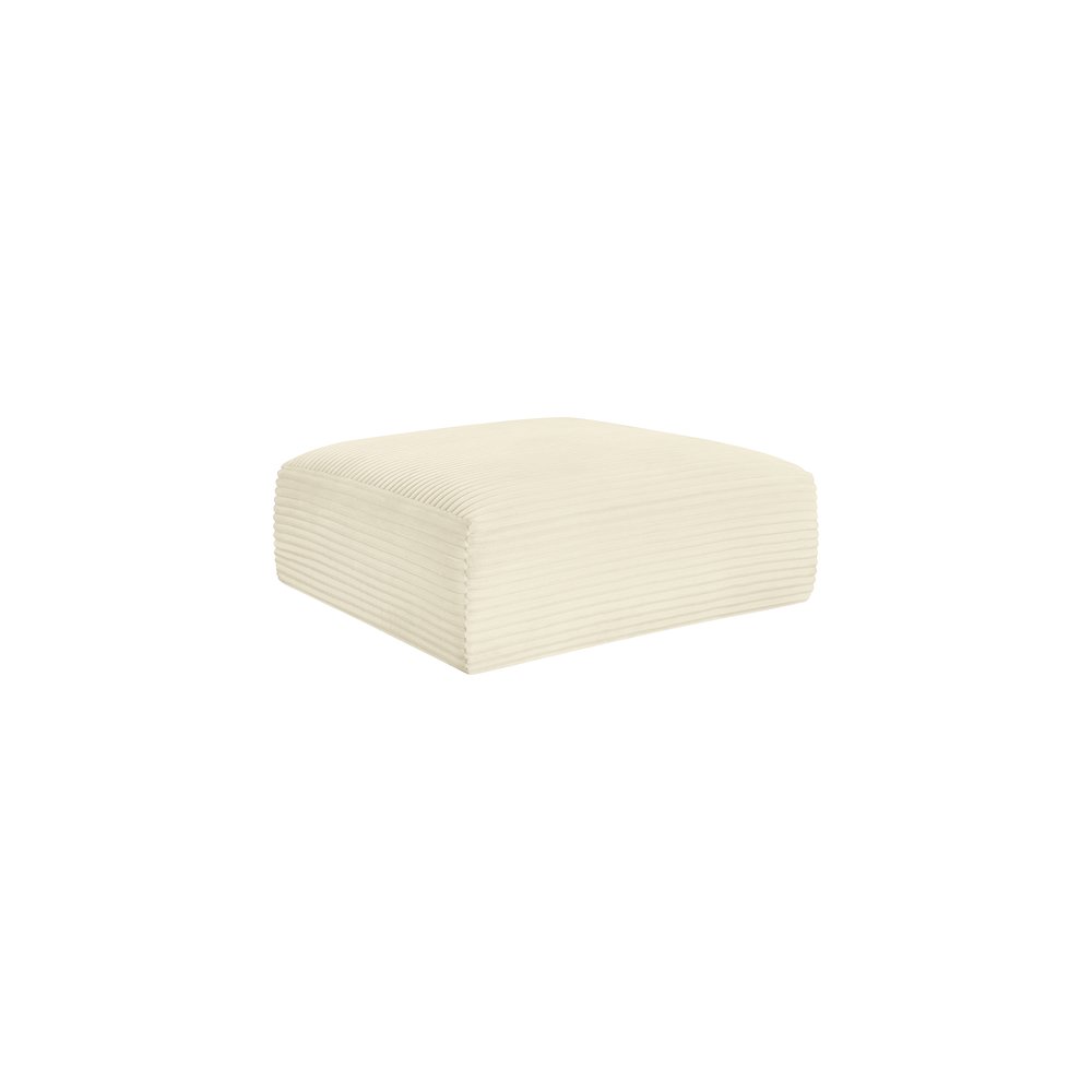 Shaggy Cream Corduroy Performance Fabric Ottoman. Picture 4
