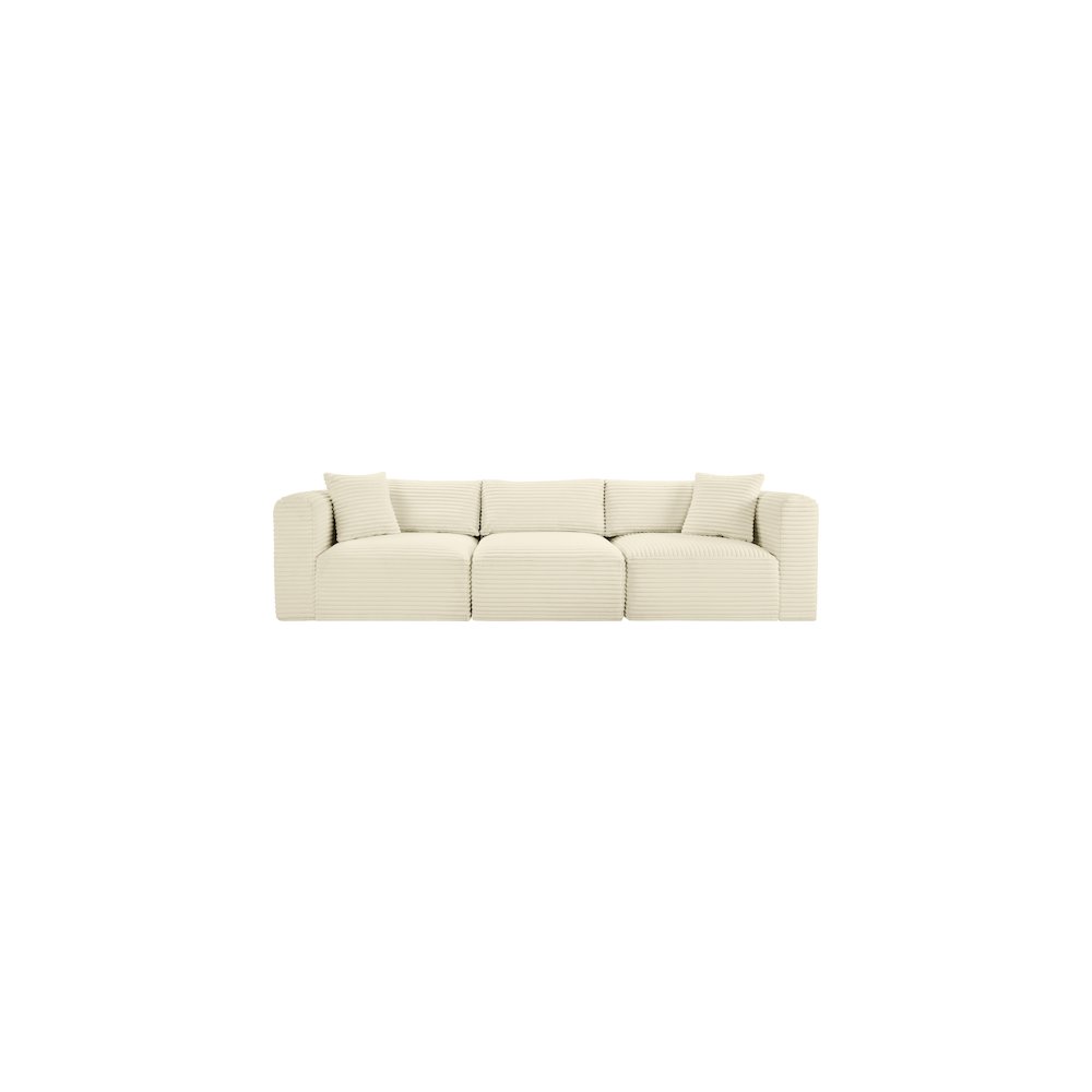 Shaggy Cream Corduroy Performance Fabric Modular Sofa. Picture 2