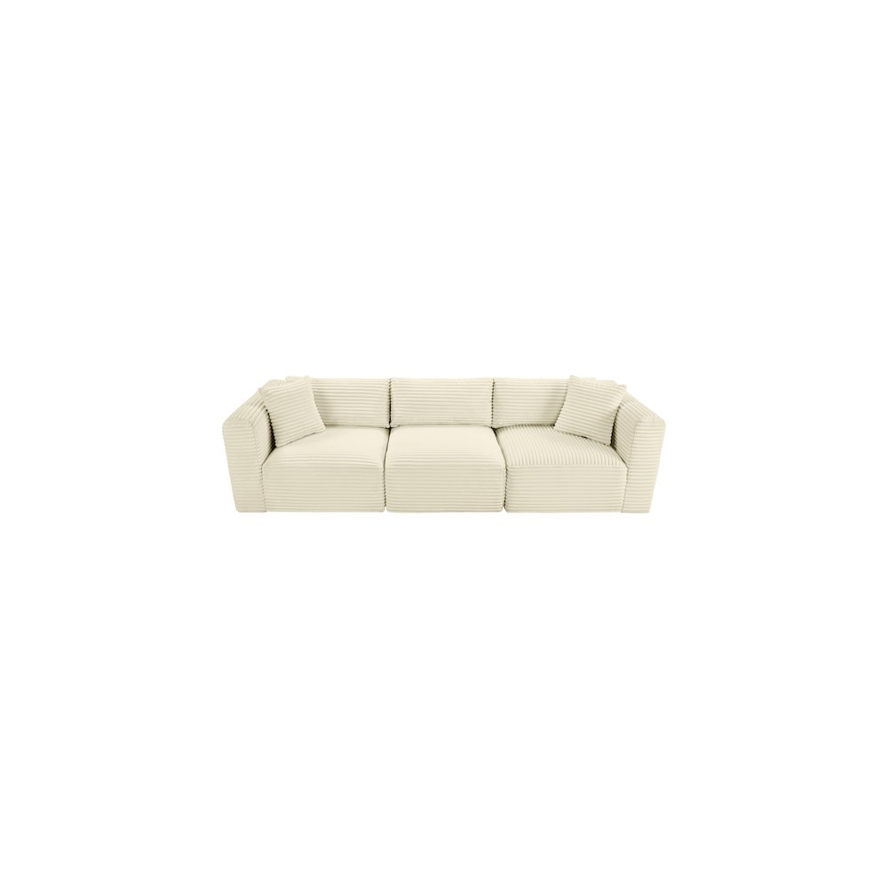 Shaggy Cream Corduroy Performance Fabric Modular Sofa. Picture 5