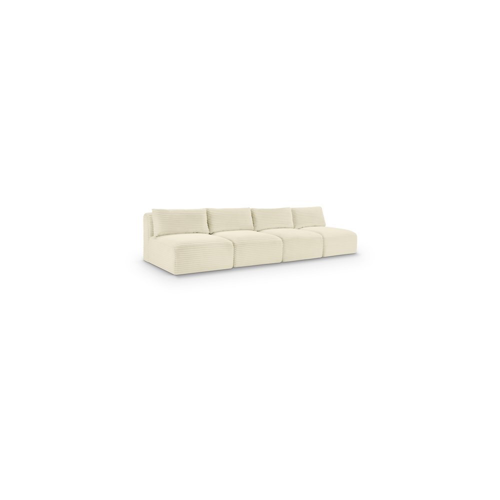 Shaggy Cream Corduroy Performance Fabric Modular Sofa. Picture 1