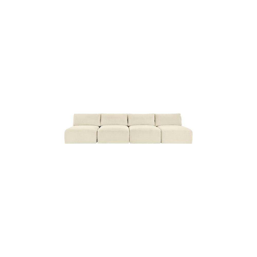 Shaggy Cream Corduroy Performance Fabric Modular Sofa. Picture 2