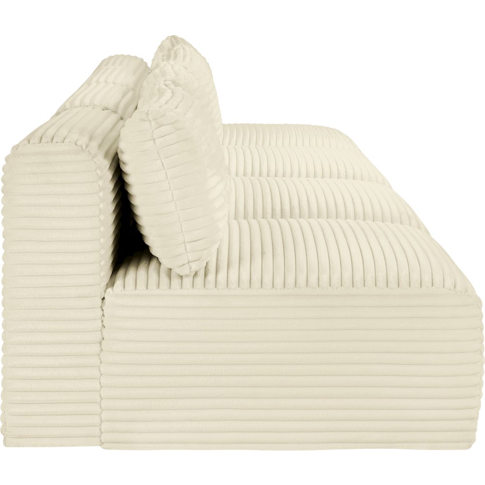Shaggy Cream Corduroy Performance Fabric Modular Sofa. Picture 3