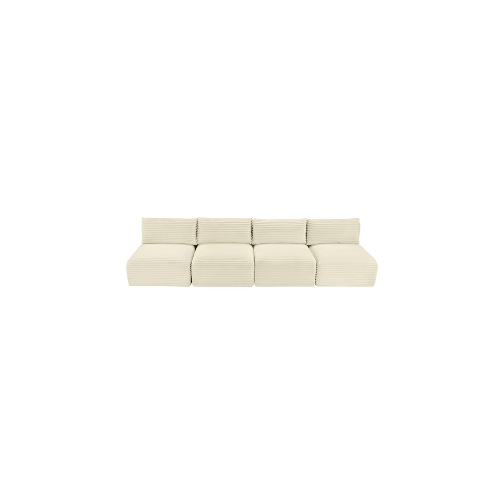 Shaggy Cream Corduroy Performance Fabric Modular Sofa. Picture 5