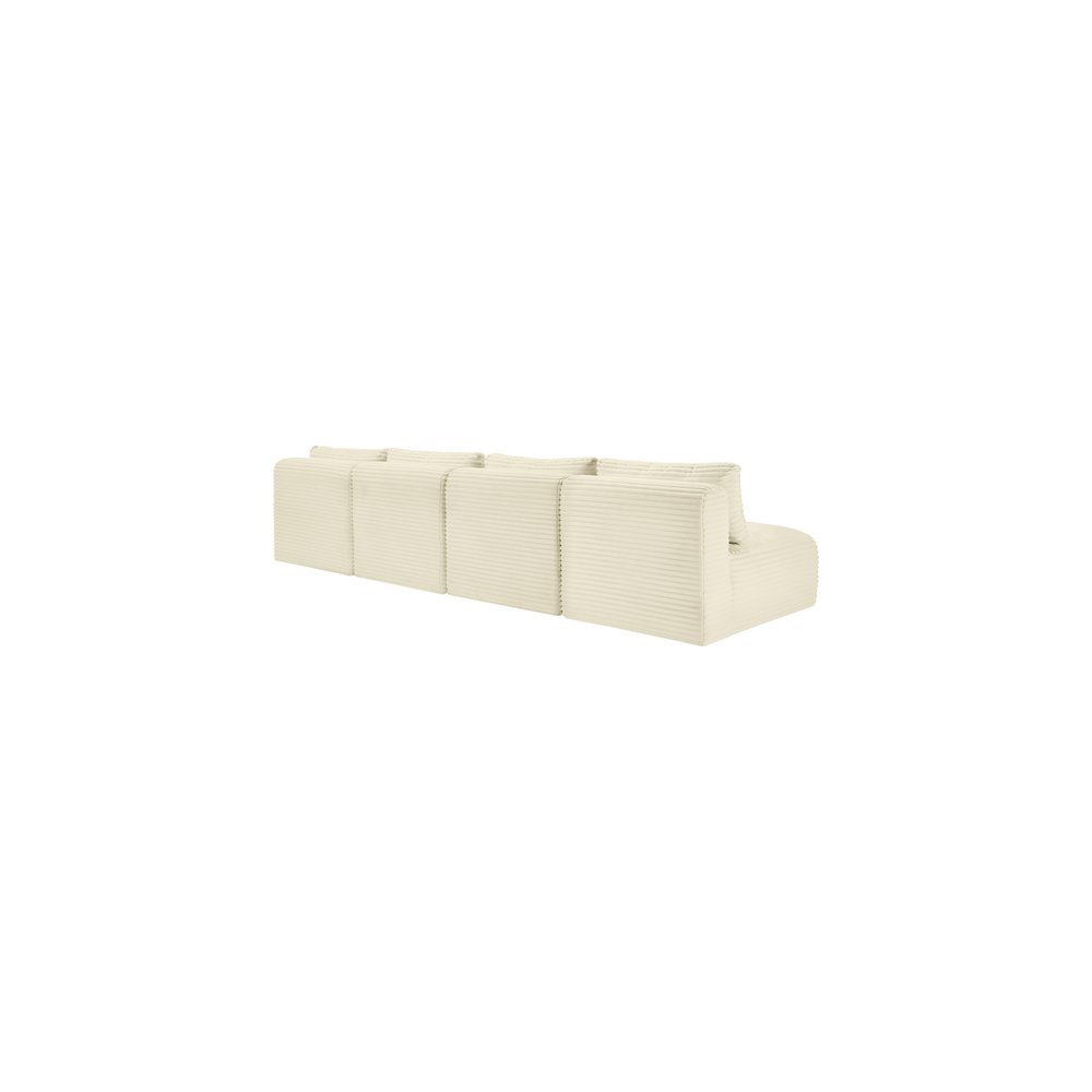 Shaggy Cream Corduroy Performance Fabric Modular Sofa. Picture 6