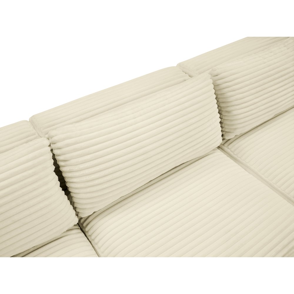 Shaggy Cream Corduroy Performance Fabric Modular Sofa. Picture 7