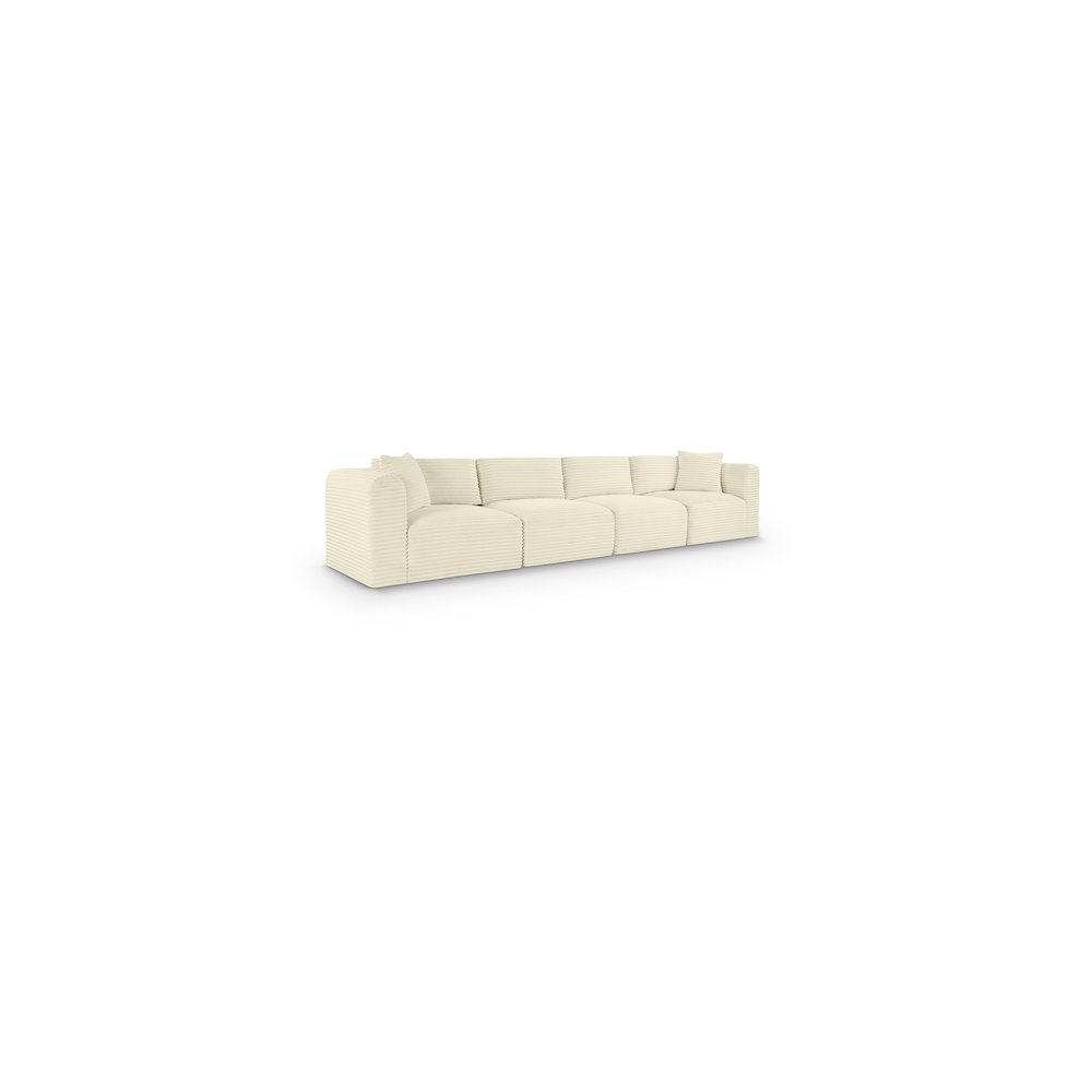 Shaggy Cream Corduroy Performance Fabric Modular Sofa. Picture 1