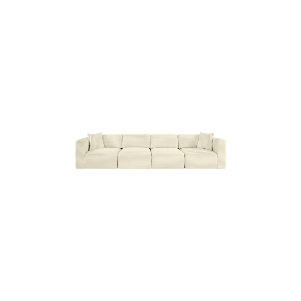 Shaggy Cream Corduroy Performance Fabric Modular Sofa. Picture 2