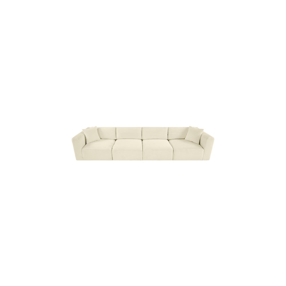 Shaggy Cream Corduroy Performance Fabric Modular Sofa. Picture 5