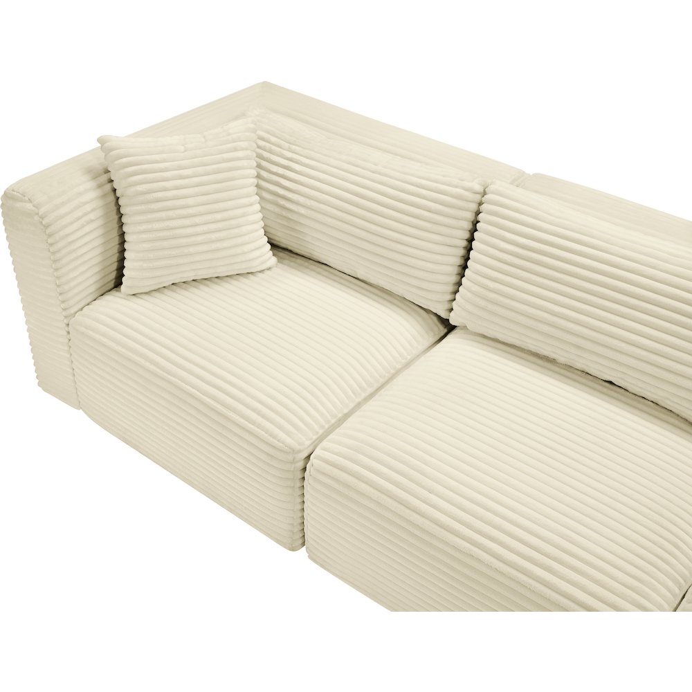 Shaggy Cream Corduroy Performance Fabric Modular Sofa. Picture 8