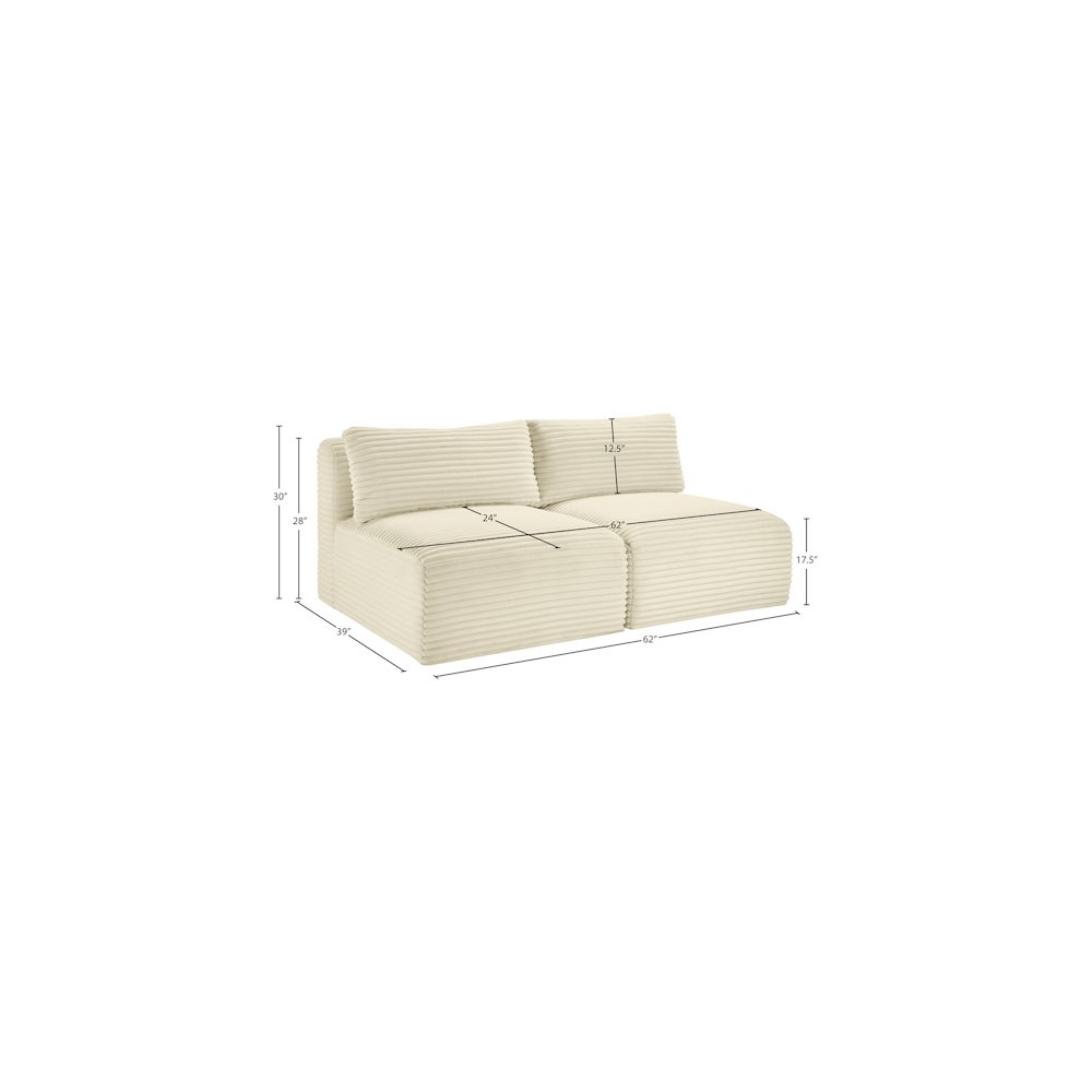 Shaggy Cream Corduroy Performance Fabric Modular Sofa. Picture 8