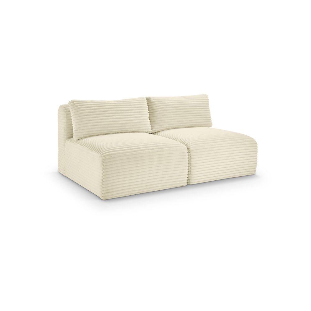 Shaggy Cream Corduroy Performance Fabric Modular Sofa. Picture 1