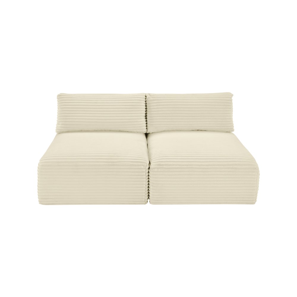 Shaggy Cream Corduroy Performance Fabric Modular Sofa. Picture 5