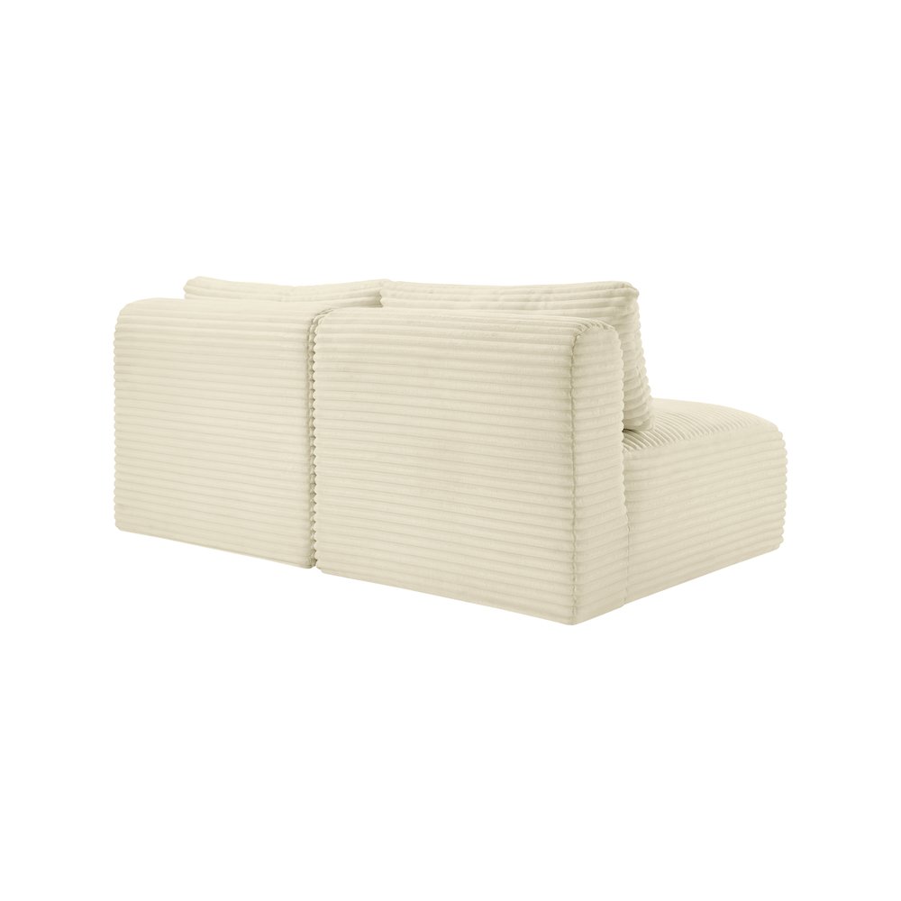 Shaggy Cream Corduroy Performance Fabric Modular Sofa. Picture 6