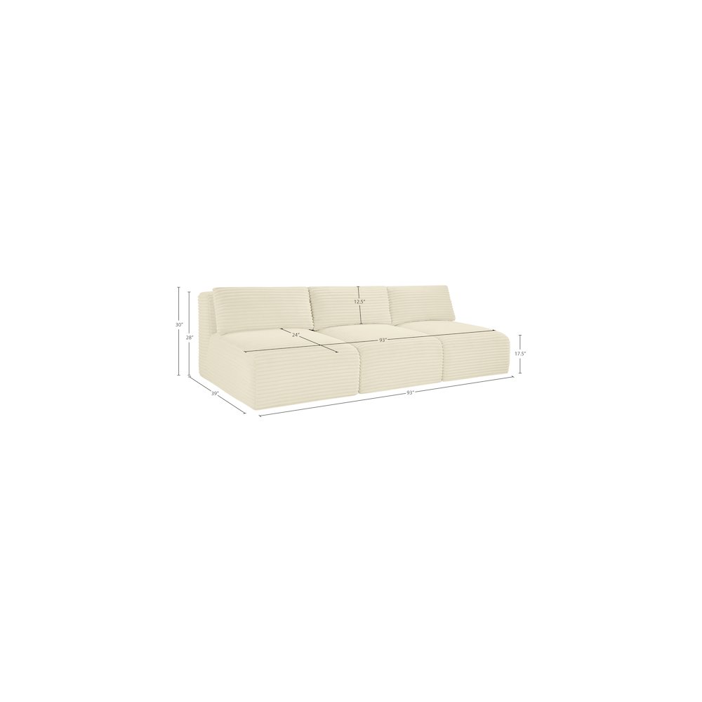 Shaggy Cream Corduroy Performance Fabric Modular Sofa. Picture 9