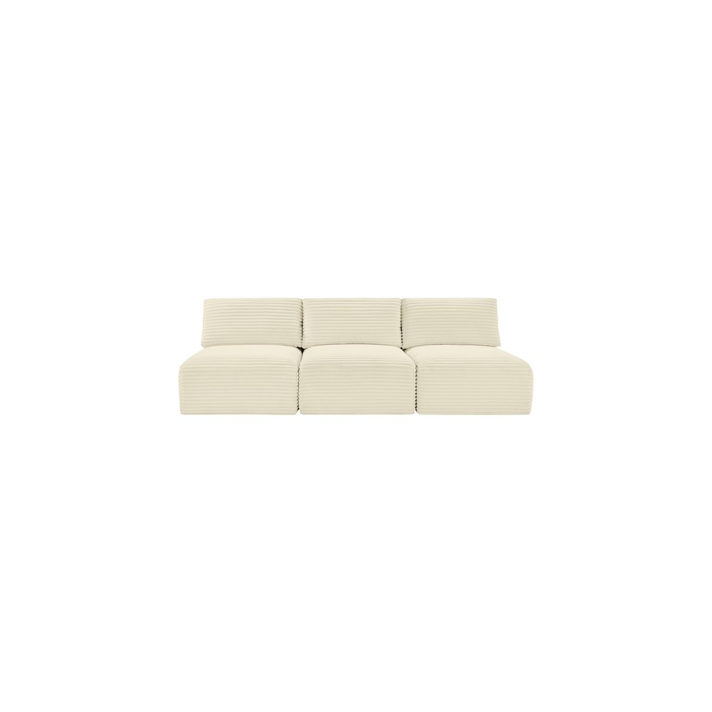 Shaggy Cream Corduroy Performance Fabric Modular Sofa. Picture 2
