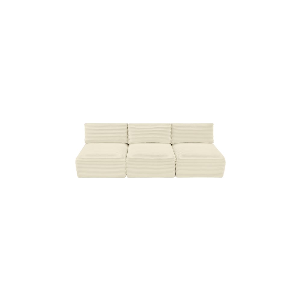 Shaggy Cream Corduroy Performance Fabric Modular Sofa. Picture 5