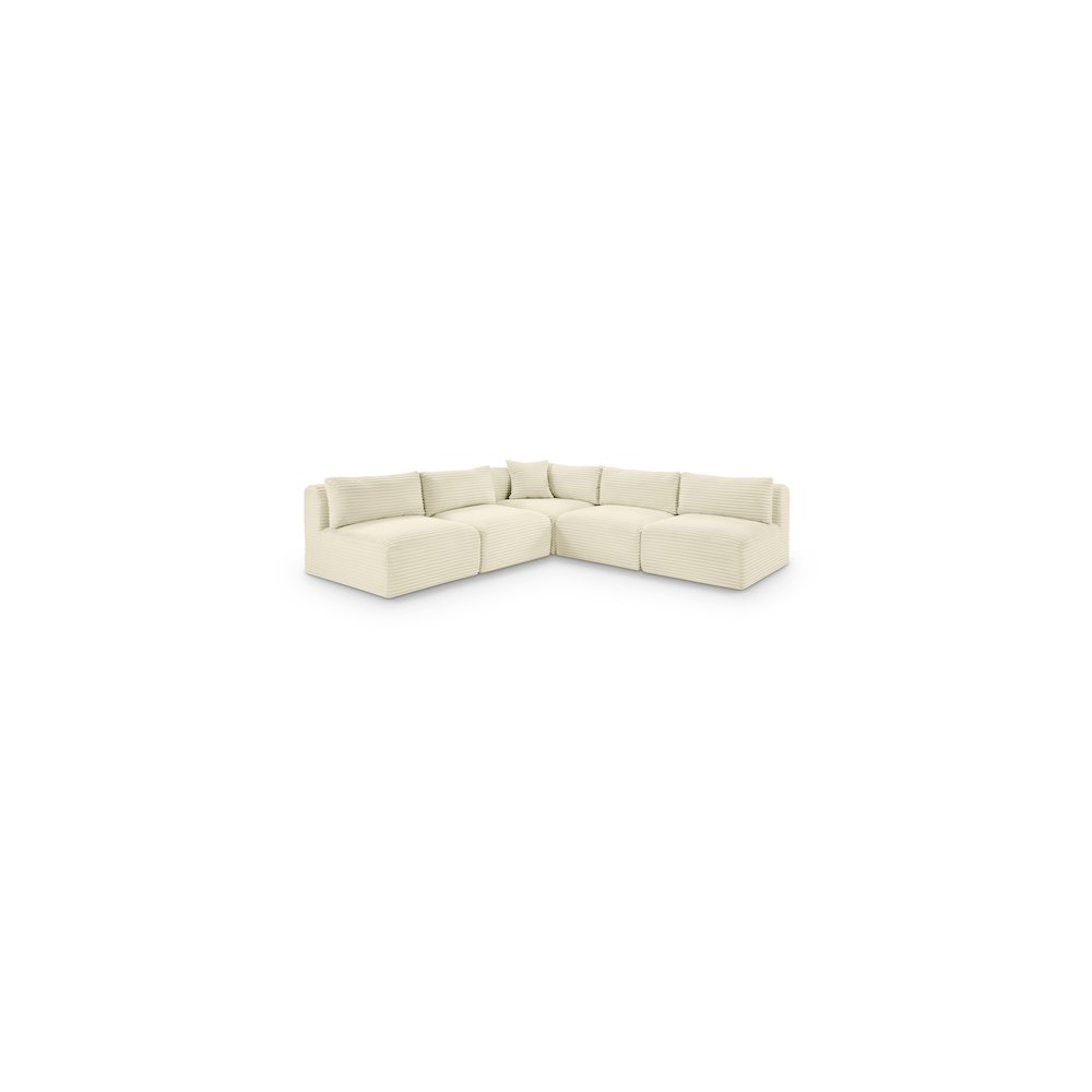 Shaggy Cream Corduroy Performance Fabric Modular Sectional. Picture 1