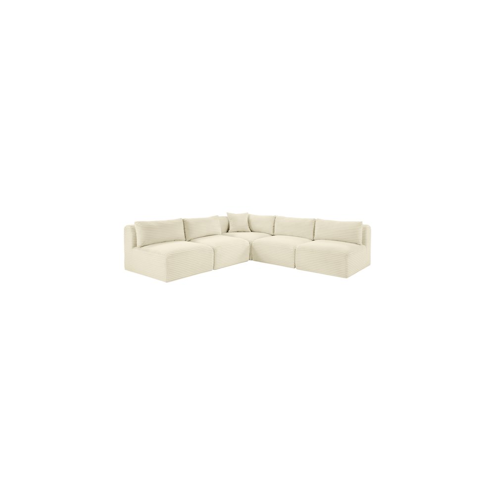 Shaggy Cream Corduroy Performance Fabric Modular Sectional. Picture 2