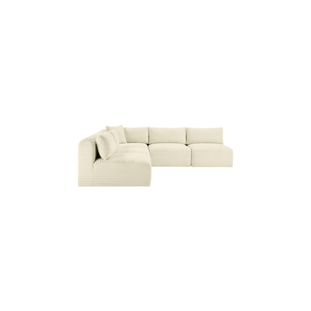 Shaggy Cream Corduroy Performance Fabric Modular Sectional. Picture 3
