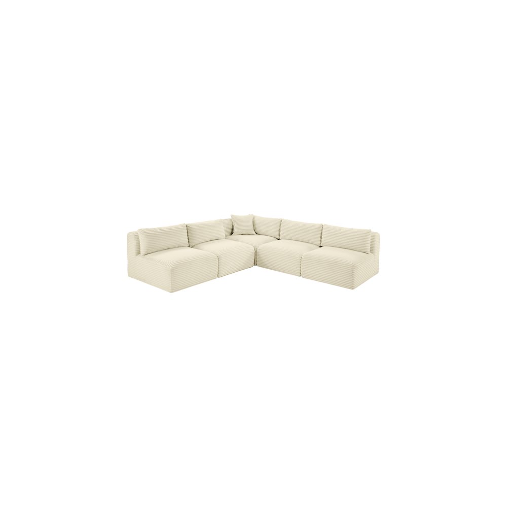 Shaggy Cream Corduroy Performance Fabric Modular Sectional. Picture 5