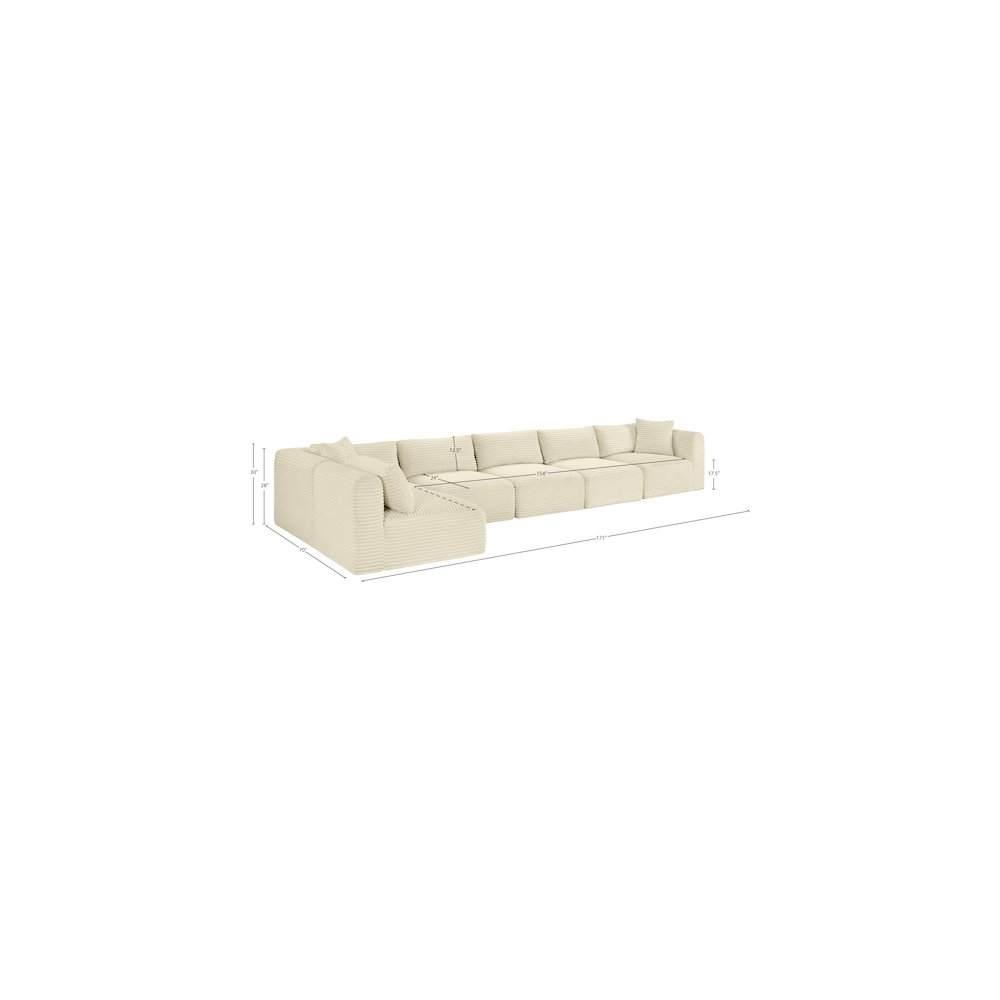 Shaggy Cream Corduroy Performance Fabric Modular Sectional. Picture 11