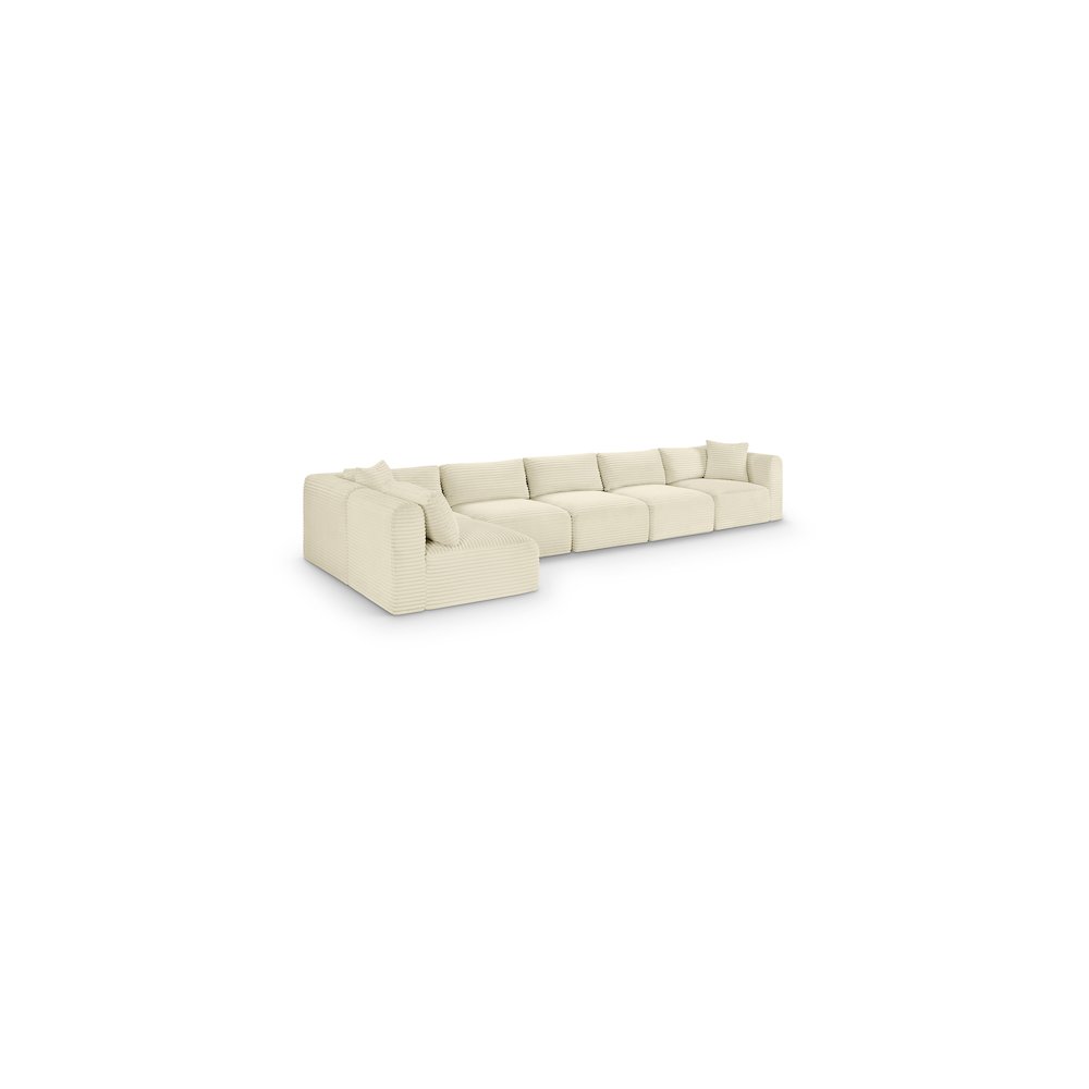 Shaggy Cream Corduroy Performance Fabric Modular Sectional. Picture 1