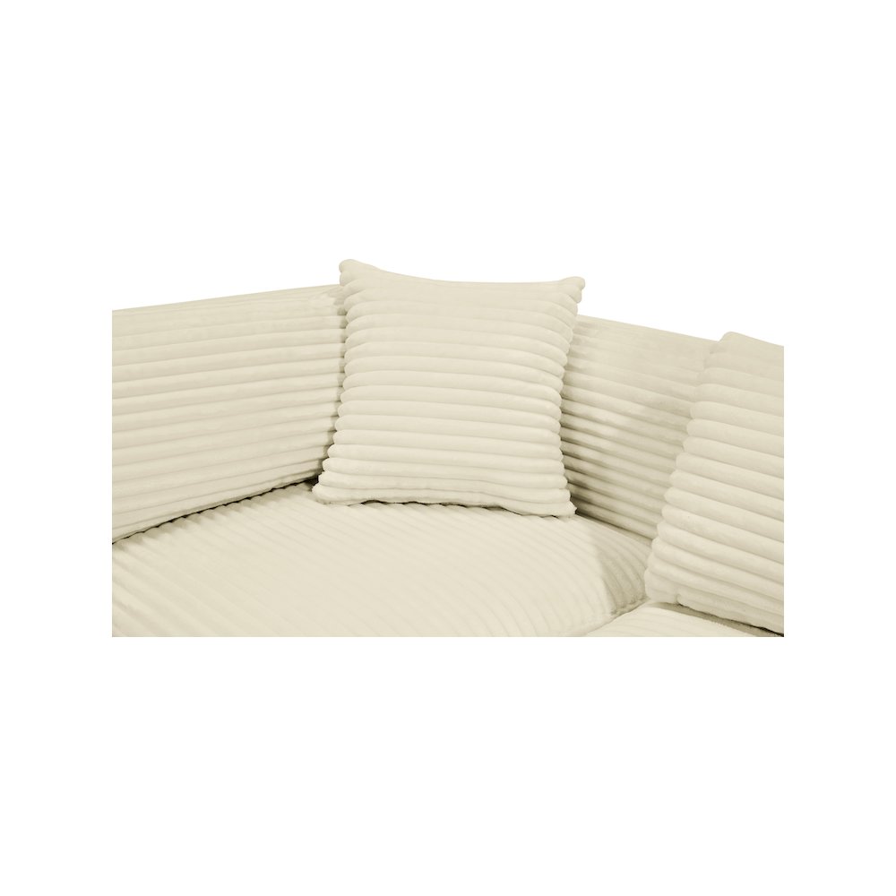 Shaggy Cream Corduroy Performance Fabric Modular Sectional. Picture 9