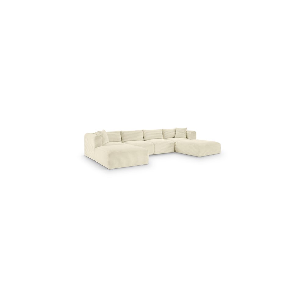 Shaggy Cream Corduroy Performance Fabric Modular Sectional. Picture 1