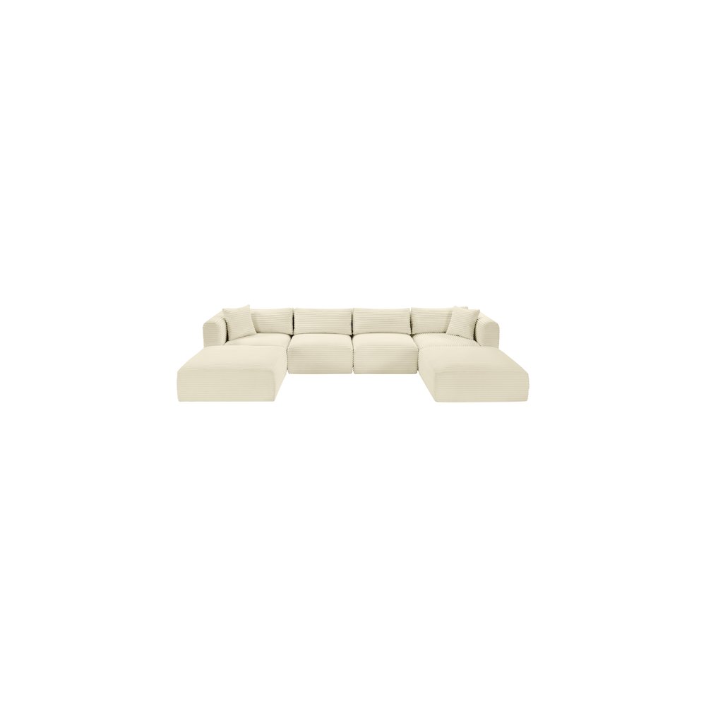Shaggy Cream Corduroy Performance Fabric Modular Sectional. Picture 5