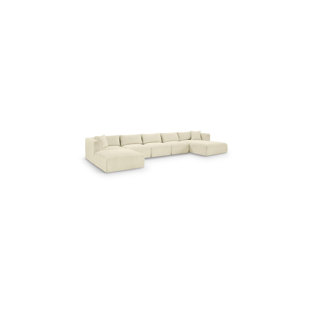 Shaggy Cream Corduroy Performance Fabric Modular Sectional. Picture 1