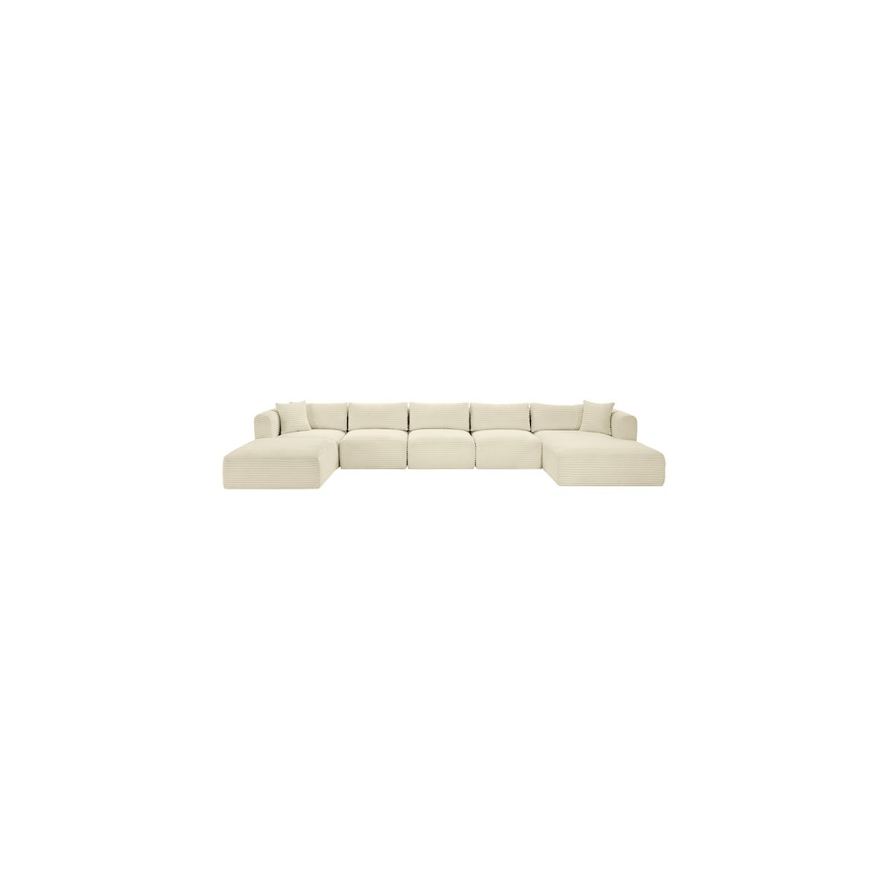 Shaggy Cream Corduroy Performance Fabric Modular Sectional. Picture 2