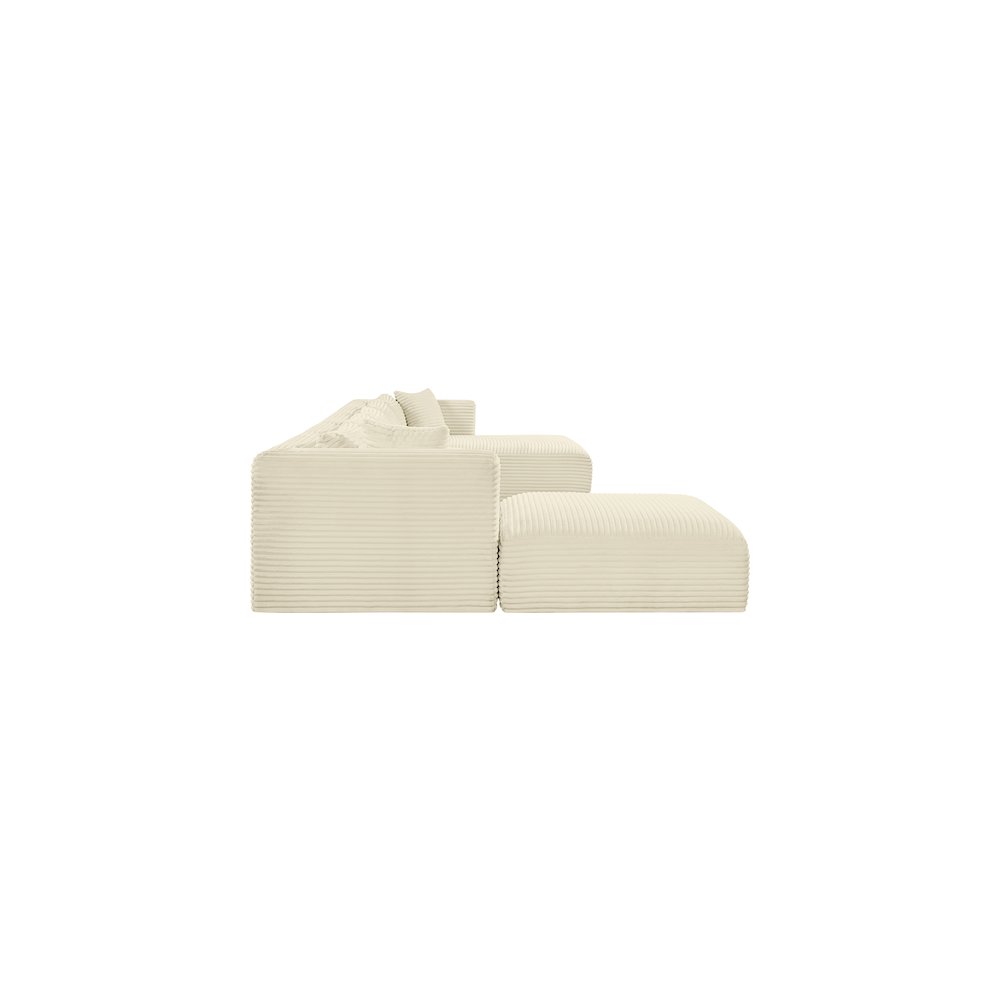 Shaggy Cream Corduroy Performance Fabric Modular Sectional. Picture 3