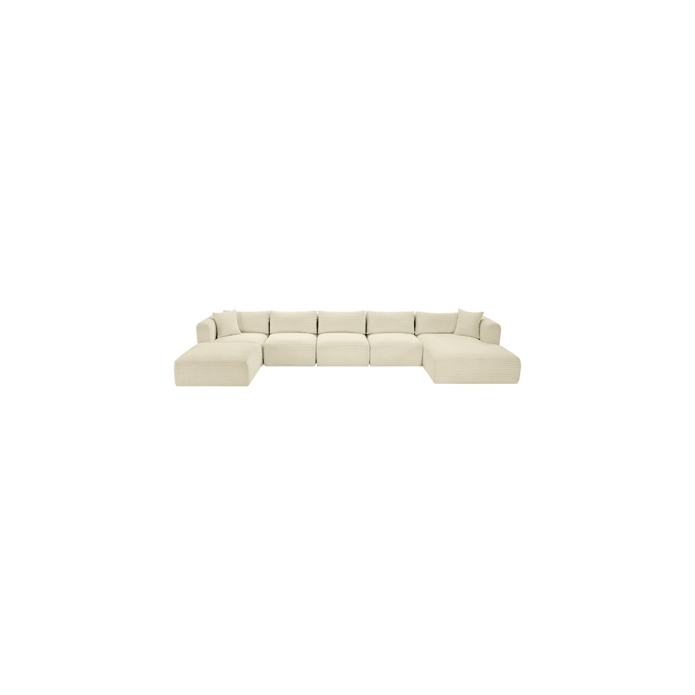 Shaggy Cream Corduroy Performance Fabric Modular Sectional. Picture 5