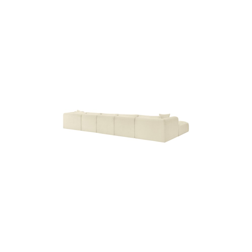Shaggy Cream Corduroy Performance Fabric Modular Sectional. Picture 6