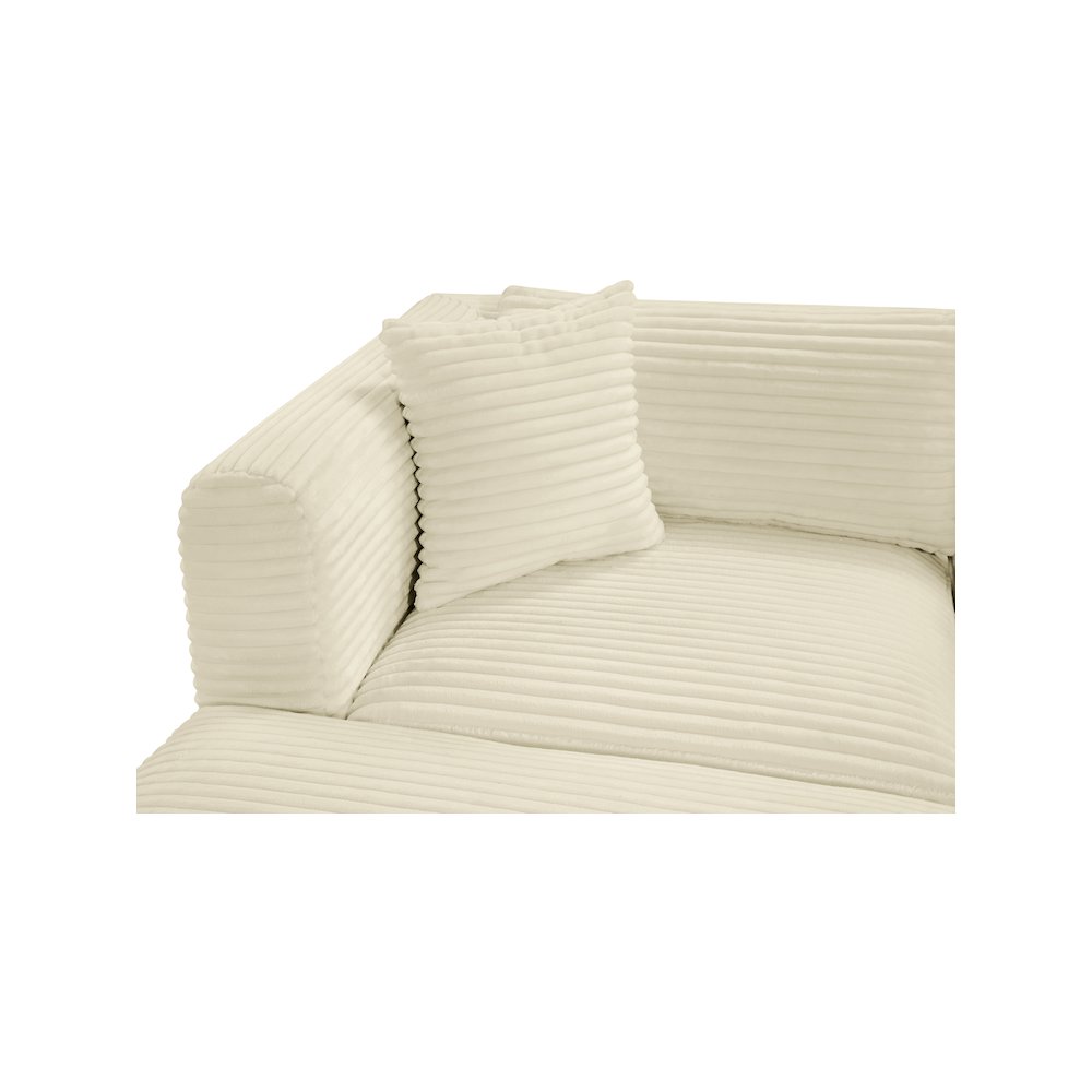 Shaggy Cream Corduroy Performance Fabric Modular Sectional. Picture 8
