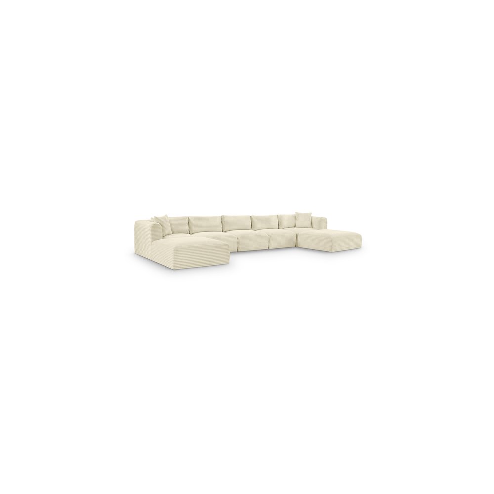 Shaggy Cream Corduroy Performance Fabric Modular Sectional. Picture 1