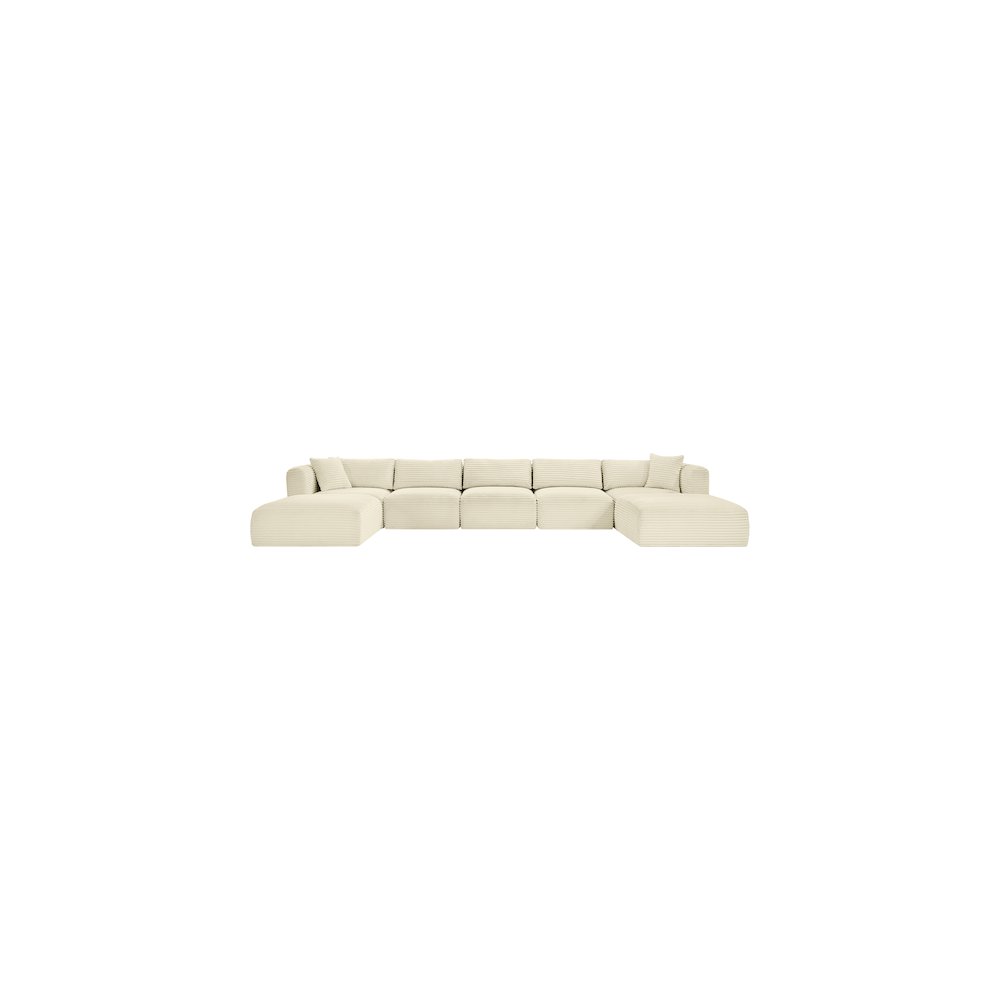 Shaggy Cream Corduroy Performance Fabric Modular Sectional. Picture 2