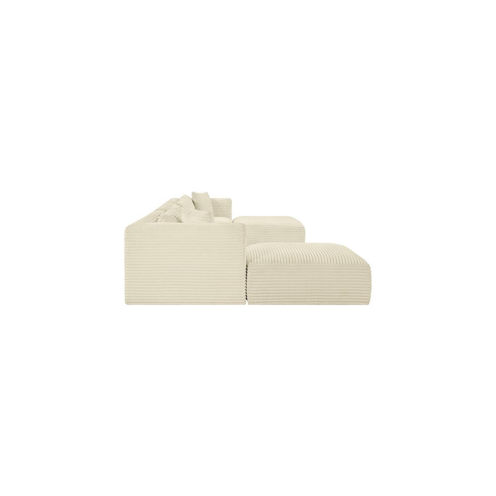 Shaggy Cream Corduroy Performance Fabric Modular Sectional. Picture 3