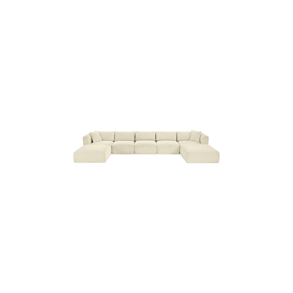 Shaggy Cream Corduroy Performance Fabric Modular Sectional. Picture 5