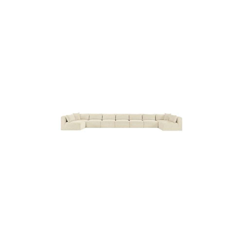 Shaggy Cream Corduroy Performance Fabric Modular Sectional. Picture 2