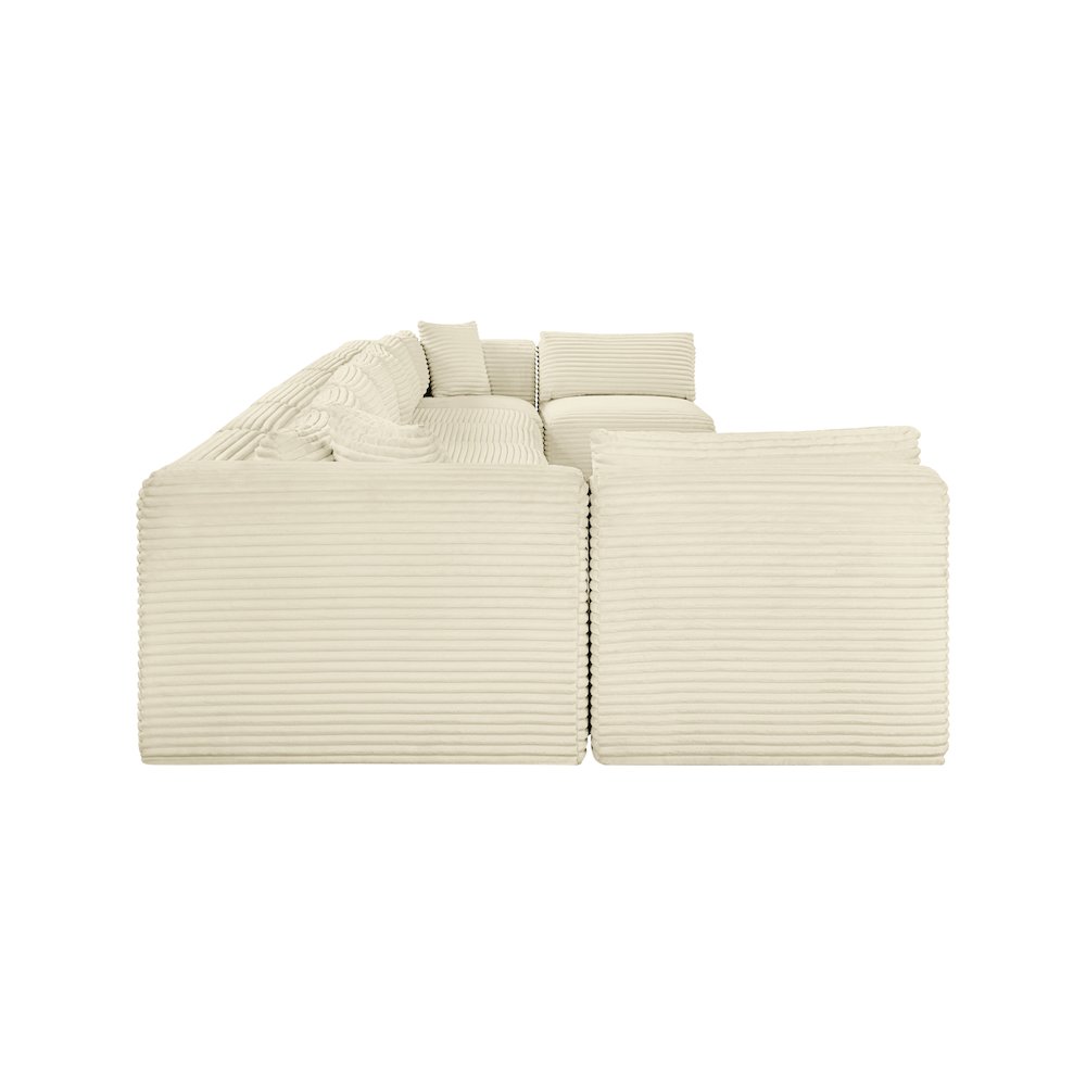Shaggy Cream Corduroy Performance Fabric Modular Sectional. Picture 3