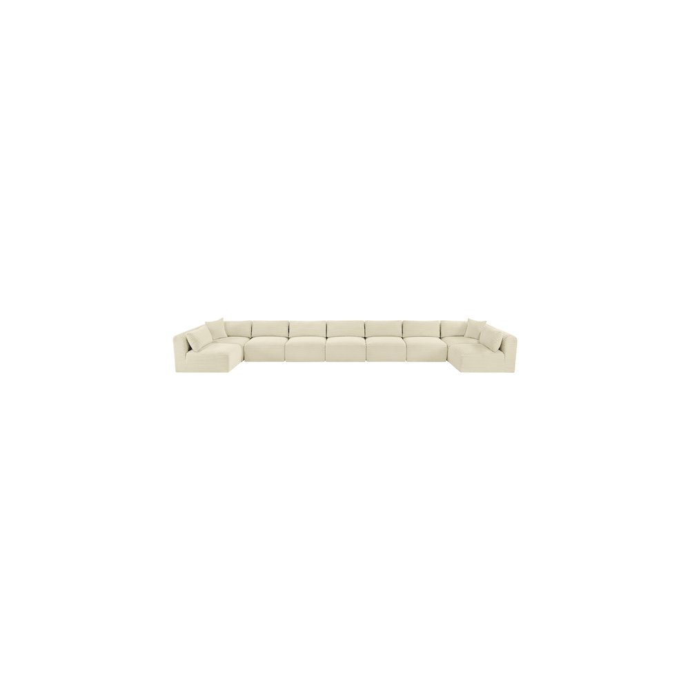 Shaggy Cream Corduroy Performance Fabric Modular Sectional. Picture 5