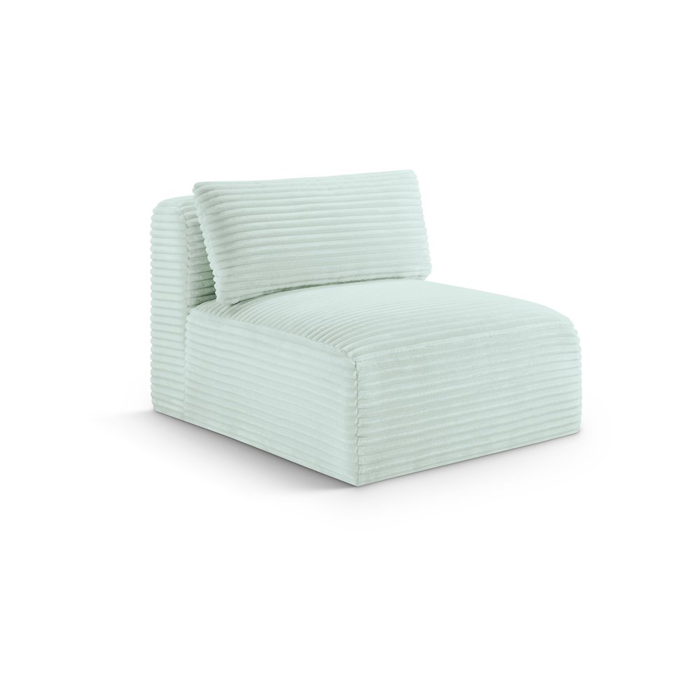 Shaggy Mint Corduroy Performance Fabric Armless Chair. Picture 1